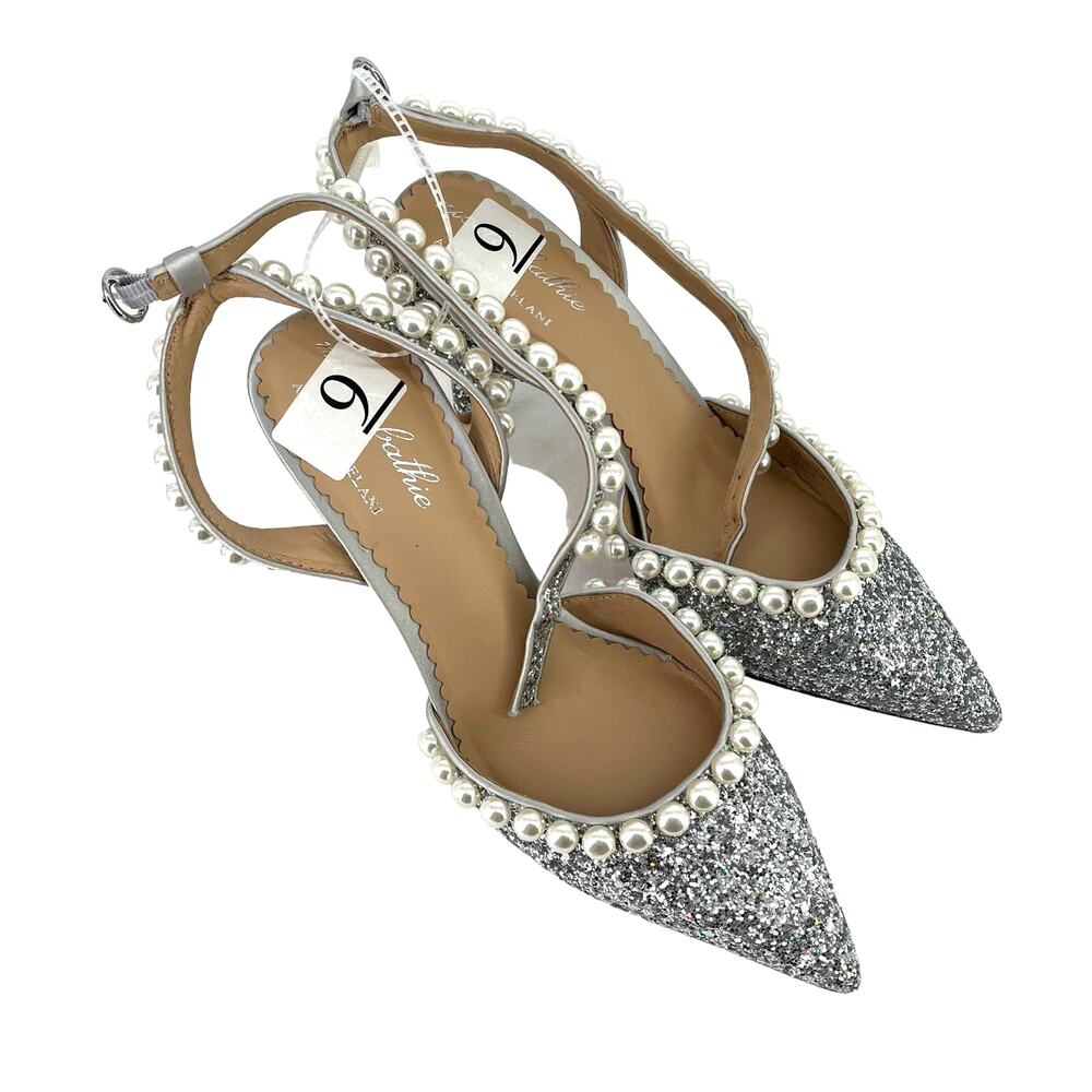 Nicola Bathie x Antonio Melani Glitter Pearls Ankle Strap Heels Size 9 Wedding - Picture 5 of 10